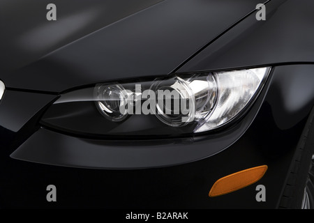 2008 BMW 3-series M3 en noir - Phare Banque D'Images