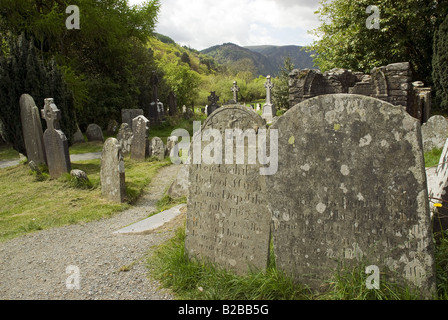 Cimetière historique Glendalough County Wicklow Irlande Banque D'Images