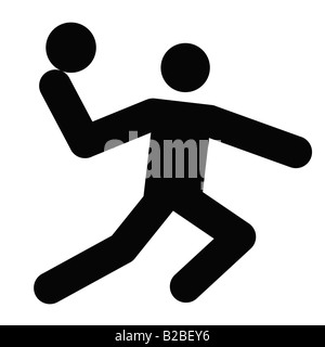 Logo de handball, silhouette d'un homme noir Banque D'Images