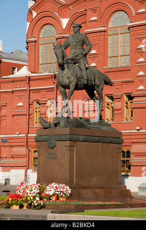 Statue équestre du Maréchal Joukov sur Carré Manezhnaya Ploschad, Moscou Russie Banque D'Images