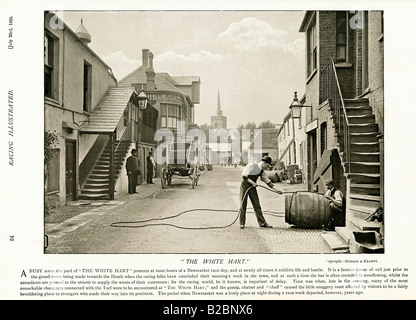 White Hart Newmarket 1895 photo du sommelier au pub fréquenté par la fraternité des courses de chevaux Banque D'Images