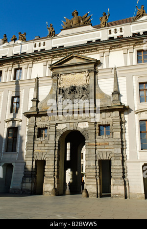 Portail du Château de Prague, Hradcany, Site du patrimoine mondial de l'UNESCO, la République tchèque, l'Europe Banque D'Images