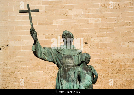 Palma de Mallorca, Fray Juníper Serra statue, fondateur de San Francisco CA. Îles Baléares, Espagne Europe Banque D'Images