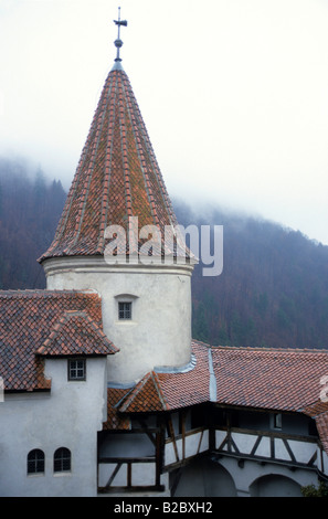 Le célèbre château de Dracula dans le brouillard, Bran, le château de Bran, Transylvanie, Roumanie, Europe Banque D'Images