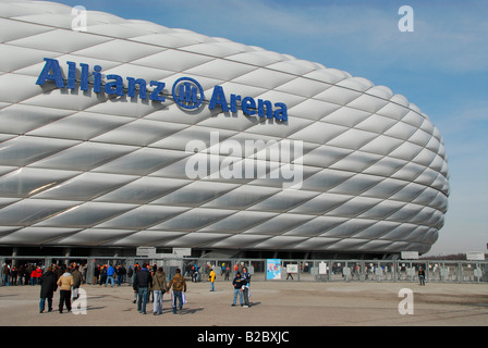 Allianz Arena lors d'un match à domicile du club de football, le TSV 1860 Munich, Haute-Bavière, Bavaria, Germany, Europe Banque D'Images