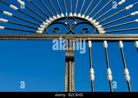 Détail d'une belle porte de fer sur le fond bleu ciel clair Banque D'Images