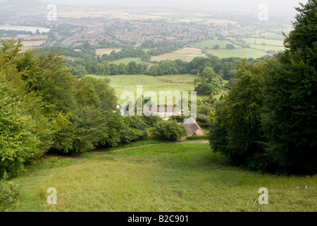 Regardant vers le bas, Gloucestershire, Coopers Hill site du célèbre fromage événement matériel roulant Banque D'Images