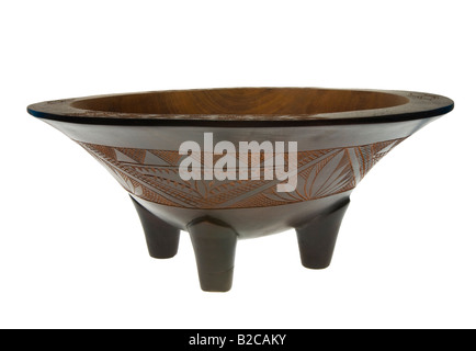 Bol de kava traditionnel typique de Samoa à la main à partir de UAFATO verre sculpté à remous préparation préparation bol en bois rituel cérémonie hom Banque D'Images