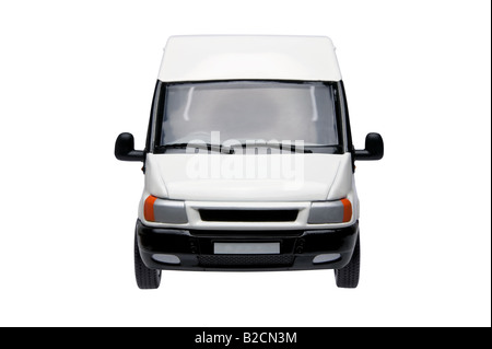 Avant d'une camionnette blanche modèle isolé sur fond blanc avec bacjground clipping path Banque D'Images