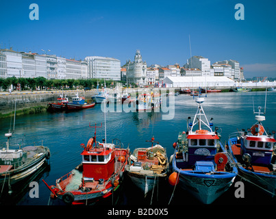 Harbour et de l'Avenida De La Marina de l'Espagne, la Galice Banque D'Images