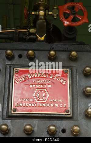 Bouilloire plaque constructeur sur un moteur à vapeur d'époque Banque D'Images