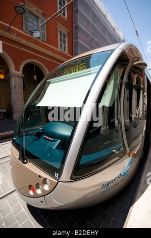 La fermeture de la gare de tramway à Nice, Côte d'Azur, France Banque D'Images