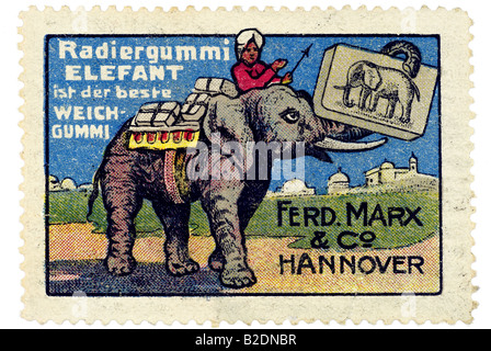 Trading stamp Radiergummi Elefant ist der beste Weichgummi Fred Marx Co Hannover Banque D'Images