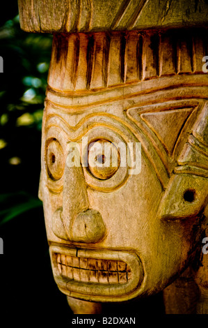 Caraïbes République dominicaine Punta Cana Manati Park statues en bois sculpté de la culture autochtone Banque D'Images