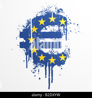 Vector illustration d'une encre conceptuel sous la forme d'éclabousser l'Union européenne symbole monétaire de l'Euro Banque D'Images