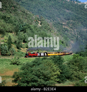 Chemin de fer du Vivarais train touristique à vapeur dans les gorges du Doux Département Ardèche France Banque D'Images