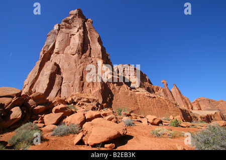 Les formations de roche sur le paysage, Arches National Park, Utah, USA Banque D'Images