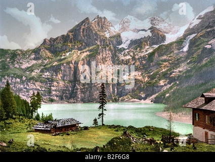 Oeschinen Lake, Suisse Banque D'Images