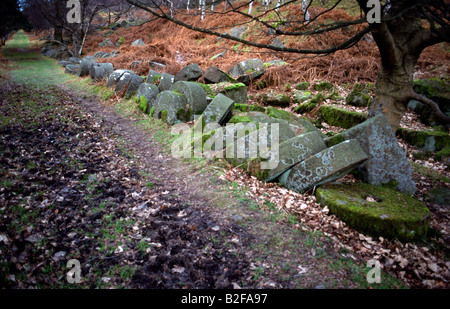 Meules en pierre de sable dans le parc national de Peak District Derbyshire Banque D'Images