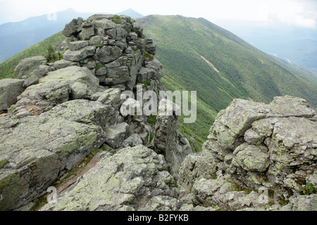 Sentier des Appalaches.. En regardant vers le sud le long de la crête de la Franconie pendant les mois d'été situé dans les Montagnes Blanches du New Hampshire Banque D'Images