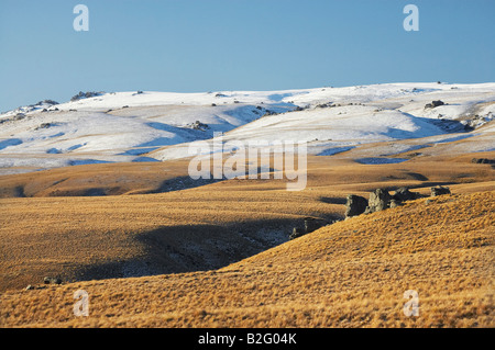 Rock et pilier vieux Gamme Dunstan Trail Central Otago ile sud Nouvelle Zelande Banque D'Images