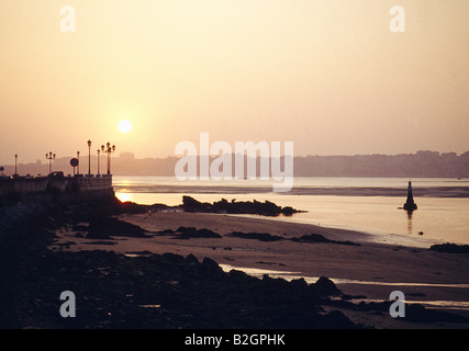 Avis de Santander au coucher du soleil. Cantabria province. L'Espagne. Banque D'Images