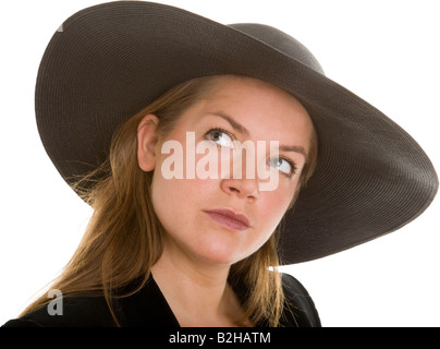 Portrait woman hat dame madame jet set smart set haut monde femme de l'Organisation mondiale de la fantaisie de la mode la mode la mode élégante voguish Banque D'Images