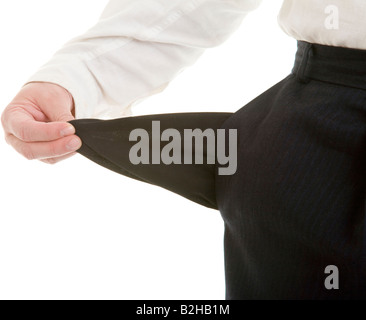 Vide poches pantalon défaillance d'entreprise faillite Faillite Banque D'Images