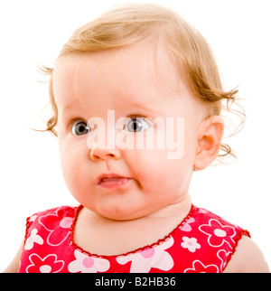Les yeux de soucoupe portrait de bébé Bébé bébé bébé enfant enfant enfant puéril comme strabisme Banque D'Images