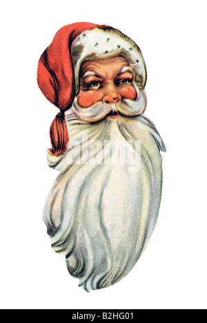 Le Père Noël à l'ancienne tête rouge et grande barbe blanche l'Allemagne du xixe siècle Banque D'Images