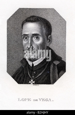 Felix Lope de Vega Carpio, de, 25.11.1562 - 21.8.1635, l'auteur espagnol / écrivain, portrait, gravure sur cuivre par Zschoch, vers 1800, l'artiste n'a pas d'auteur pour être effacé Banque D'Images