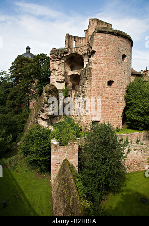 L'Pulver Turm (tour Gunpowder) détruit par les forces françaises en 1693 château d'Heidelberg (Heidelberger Schloss) Allemagne Banque D'Images