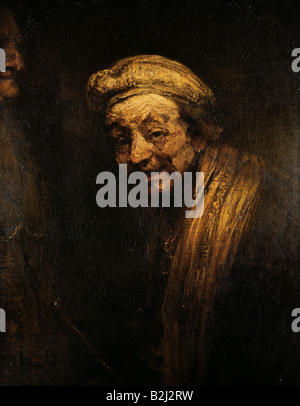 Beaux-arts, Rembrandt, Leon Lhermitte, (15.7.1606 - 4.10.1669), la peinture "elfportrait Walraf-Richartz»-Museum, Cologne, , n'a pas d'auteur de l'artiste pour être effacé Banque D'Images