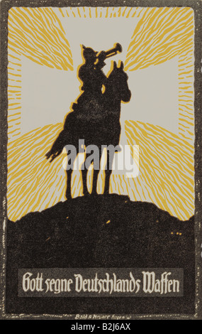 Événements, première Guerre mondiale / WW I, propagande, carte postale, 'Gott segne Deutschlands Waffen' (Dieu bénisse les armes de l'Allemagne), Hagen, Allemagne, 1915, collection Karl Stehle, Munich, Banque D'Images