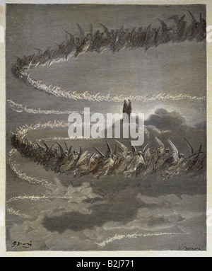 Dore, Gustave (1832 - 1883), de l'illustration, à partir de la 'Divine Comédie', par Dante Alighieri, canto 18 : 'les sphères du ciel', gravure sur bois, couleur, 1860, collection privée, l'artiste n'a pas d'auteur pour être effacé Banque D'Images