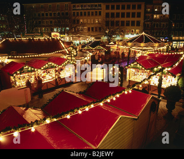 Les marchés de Noël, Noël, marché de noël, Aix-la-Chapelle, Rhénanie du Nord-Westphalie, Allemagne, vision de nuit, Additional-Rights Clearance-Info-Not-Available- Banque D'Images