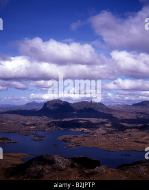 Suilven et Bassu Loch à Sutherland de Stac Pollaidh lWester Ullapool Assynt près de Ross l'Ecosse Banque D'Images