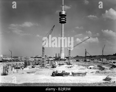 Géographie/voyages, Allemagne, Munich, Olympiapark, construction 1968 - 1972, Banque D'Images