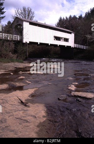 Pont couvert Wildcat Wildcat Creek rivière Siuslaw Oregon Banque D'Images