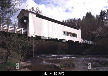 Pont couvert Wildcat Wildcat Creek rivière Siuslaw Austa Road Oregon Banque D'Images