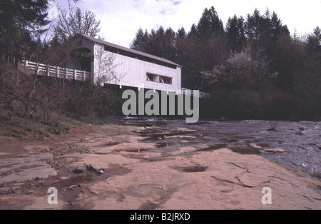 Pont couvert Wildcat Wildcat Creek rivière Siuslaw Austa Road Banque D'Images