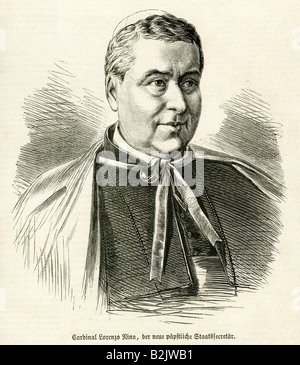 Nina, Lorenzo, 12.5.1812 - 25.7.1885, cardinal italien, portrait, gravure sur bois, Allemagne, 1878, Banque D'Images