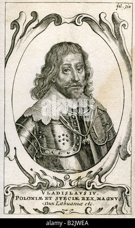 Wladyslaw IV Vasa, 9.6.1595 - 20.5.1648, roi de Pologne depuis 1632, Grand-Duc de Lituanie, portrait, gravure sur cuivre, 17e siècle, l'artiste n'a pas d'auteur pour être effacé Banque D'Images