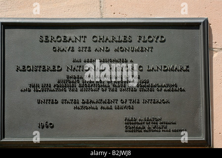 Le sergent Floyd Floyd Sergent plaque Monument Sioux City Iowa Banque D'Images