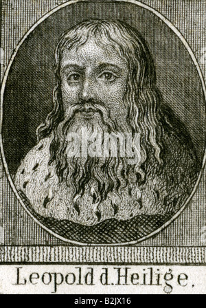 Leopold III, Margrave d'Autriche, 1073 - 15.11.1136, portrait, gravure sur acier, 19e siècle, l'artiste n'a pas d'auteur pour être effacé Banque D'Images