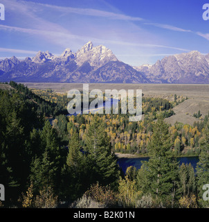 Géographie / voyages, USA, Wyoming, paysages, Grand Teton National Park, vue de la rivière Snake, donnent sur le Grand Teton Range et Snake River, Additional-Rights Clearance-Info-Not-Available- Banque D'Images