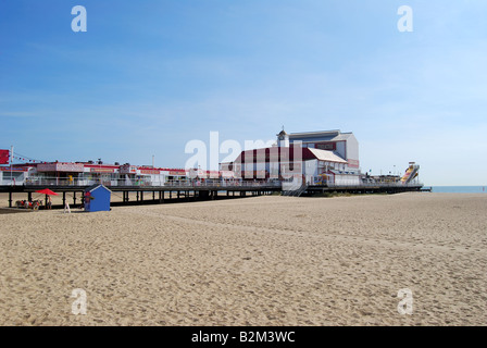 Vue sur la plage et la jetée, Great Yarmouth Pleasure Beach, Great Yarmouth , Norfolk, Angleterre, Royaume-Uni Banque D'Images