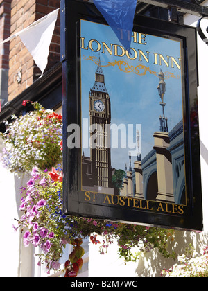 Le London Inn pub signe, Padstow, Cornwall, UK Banque D'Images