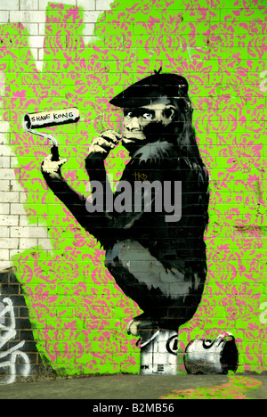 Rouleau "Chimp" par Banksy - Boîtes Festival, 'Leake Street' Tunnel, la gare de Waterloo, Londres Banque D'Images