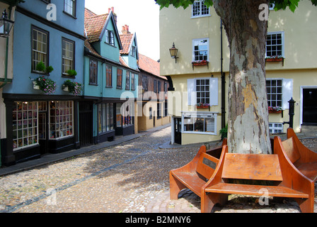 Ruelles médiévales, Elm Hill, Norwich, Norfolk, England, United Kingdom Banque D'Images